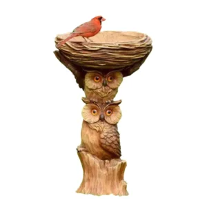 Resin Owl Bird Bath Decor