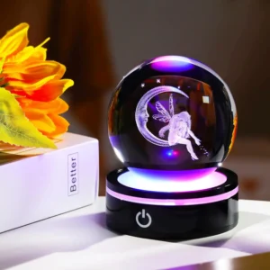 3D Engraved Moon Crystal Ball