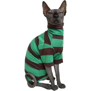Vintage Striped Sphynx Cotton Turtleneck