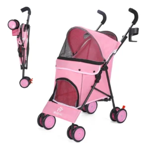 4-Wheel Pet Stroller Rotate Storage